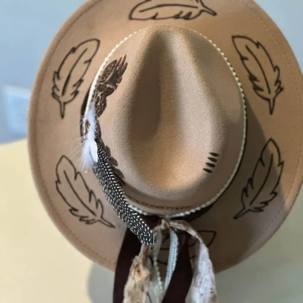 🔥HOMEMADE One-of-a-Kind Handmade Pyrography Hat – Western Chic Vibes 🔥 - Picture 10 of 11